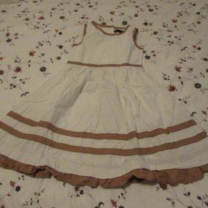 Periwinkle Formal White/Taupe Sleeveless Dress for Little Girls